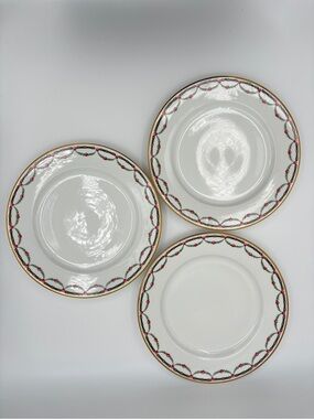 Three TV Limoges France Pink Rose Pattern 8 1/2 inches Plates